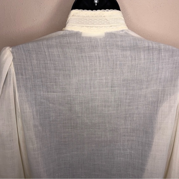 Vintage 1970s Jessica’s Gunnies Ivory Cream Blouse Long Sleeve Victorian XS - Picture 5 of 16